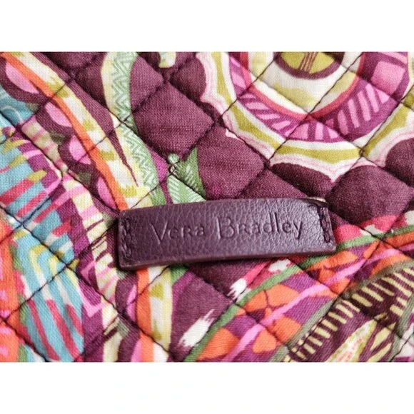 Vera Bradley Quilted Boho Crossbody Bag Green Pink Paisley Adjustable Strap - Picture 4 of 11